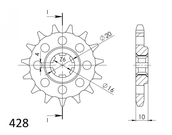 Priekinė žvaigždė SUPERSPROX CST-410:15 15T, 428