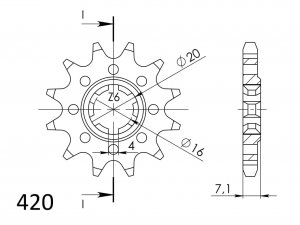 Priekinė žvaigždė SUPERSPROX CST-413:13 13T, 420