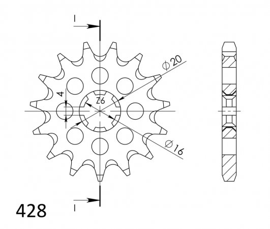 Priekinė žvaigždė SUPERSPROX CST-416:13 13T, 428