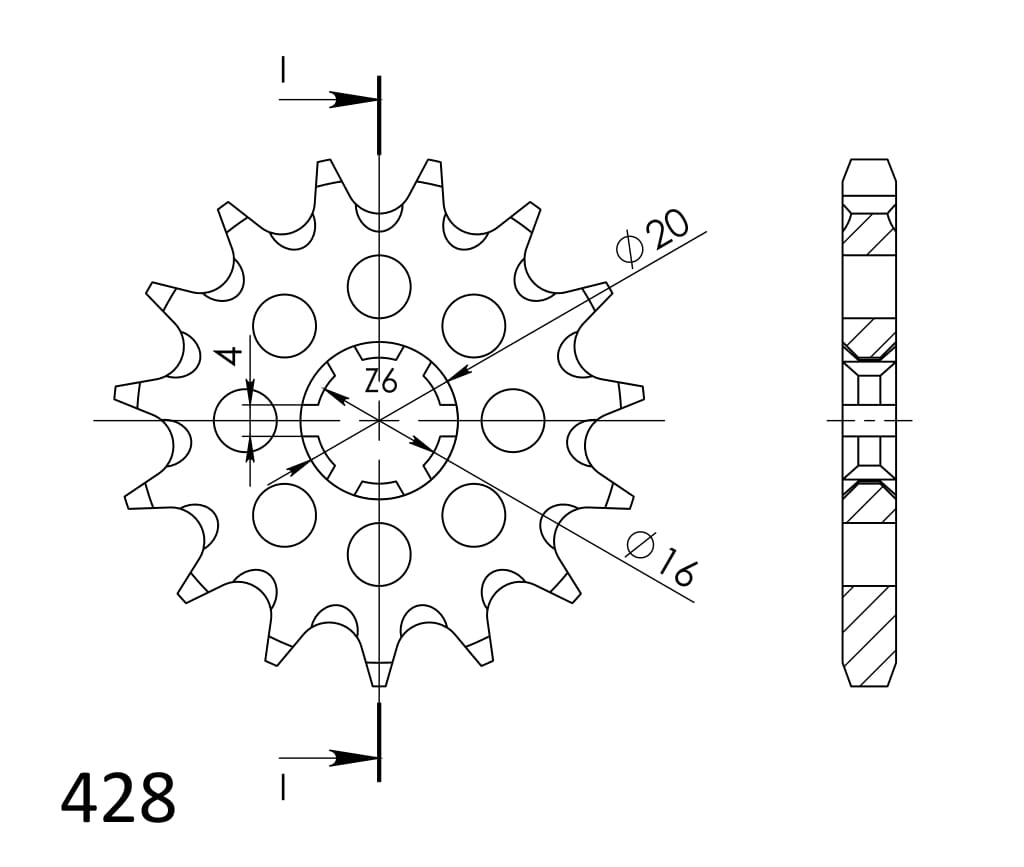 Priekinė žvaigždė SUPERSPROX CST-416:14 14T, 428