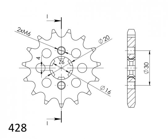 Priekinė žvaigždė SUPERSPROX CST-417:14 14T, 428