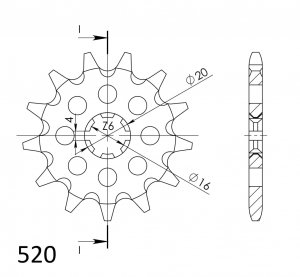 Priekinė žvaigždė SUPERSPROX CST-421:13 13T, 520