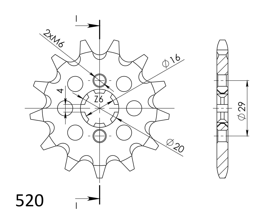 Priekinė žvaigždė SUPERSPROX CST-422:12 12T, 520