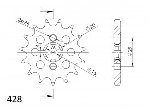 Priekinė žvaigždė SUPERSPROX CST-425:13 13T, 428