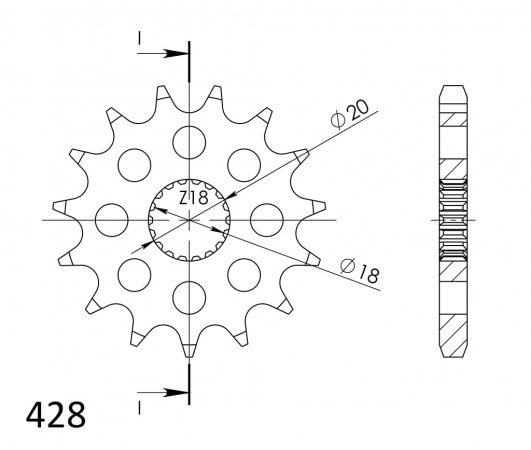 Priekinė žvaigždė SUPERSPROX CST-426:12 12T, 428