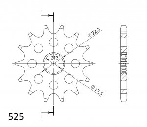 Priekinė žvaigždė SUPERSPROX CST-433:13 13T, 525