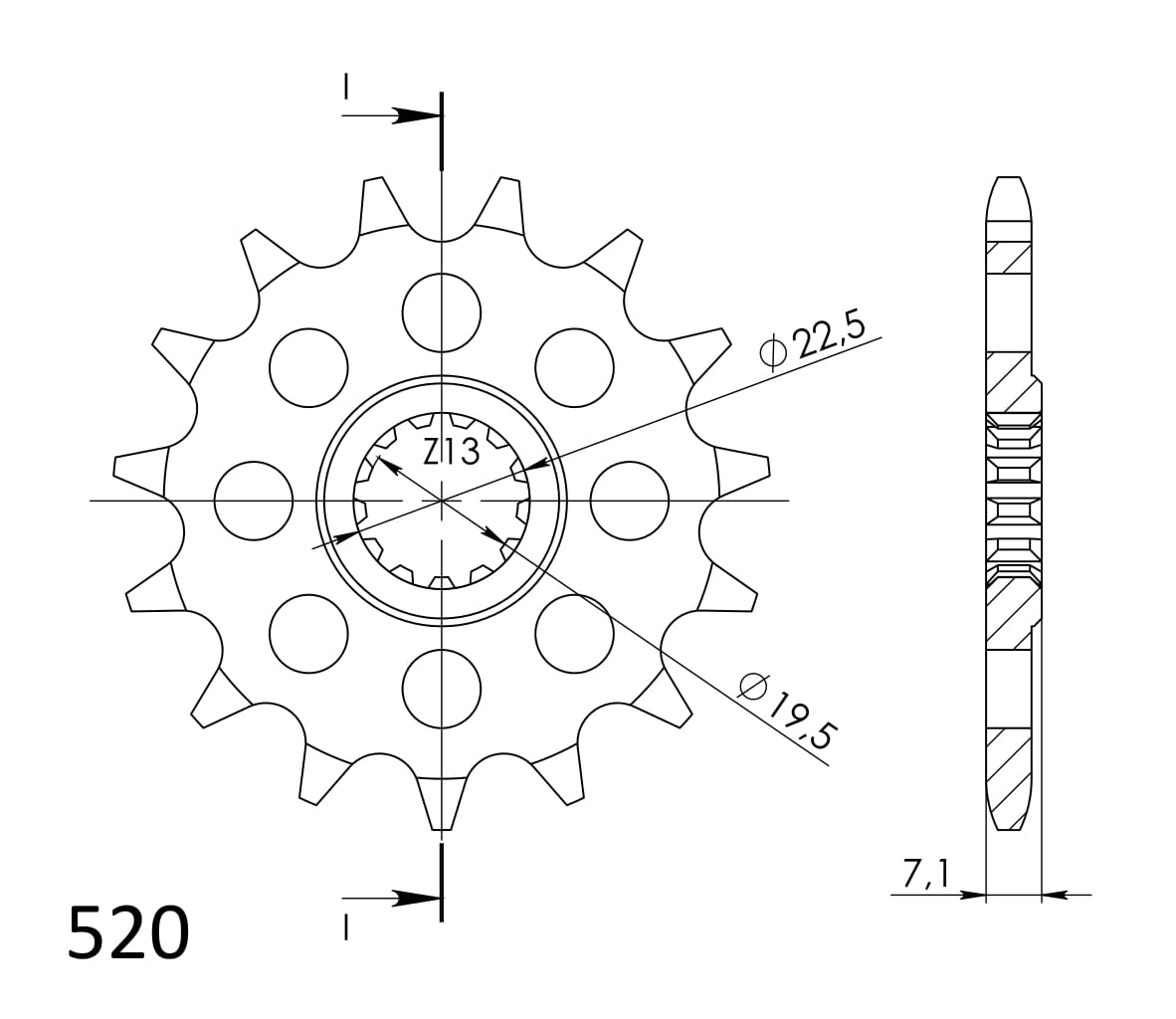 Priekinė žvaigždė SUPERSPROX CST-434:14 14T, 520