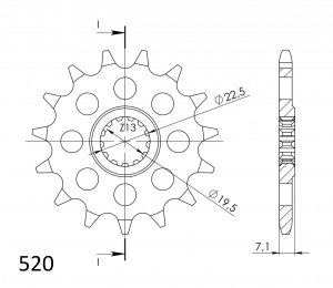 Priekinė žvaigždė SUPERSPROX CST-434:14 14T, 520