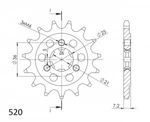 Priekinė žvaigždė SUPERSPROX CST-437:15 15T, 520