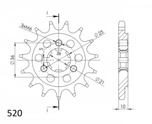 Priekinė žvaigždė SUPERSPROX CST-438:14 14T, 520