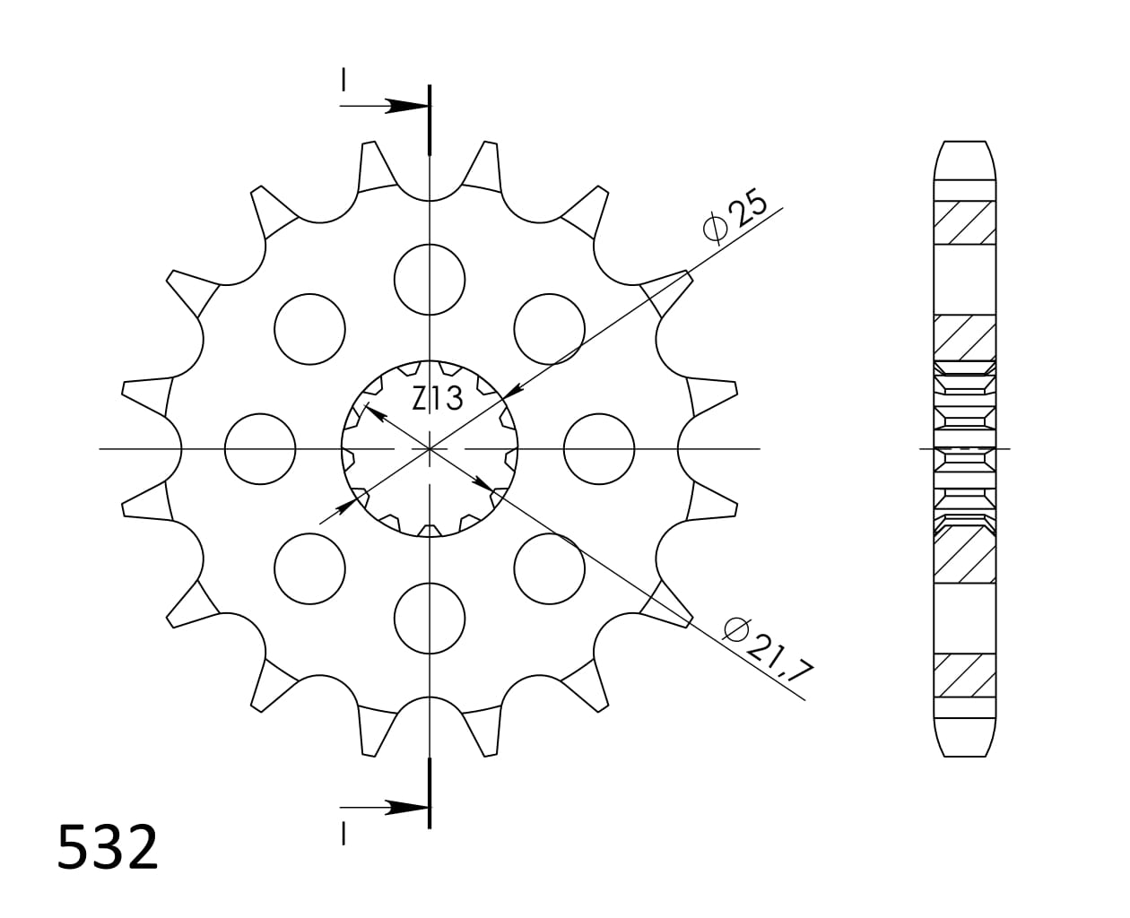 Priekinė žvaigždė SUPERSPROX CST-440:14 14T, 532