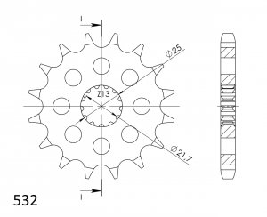 Priekinė žvaigždė SUPERSPROX CST-440:14 14T, 532