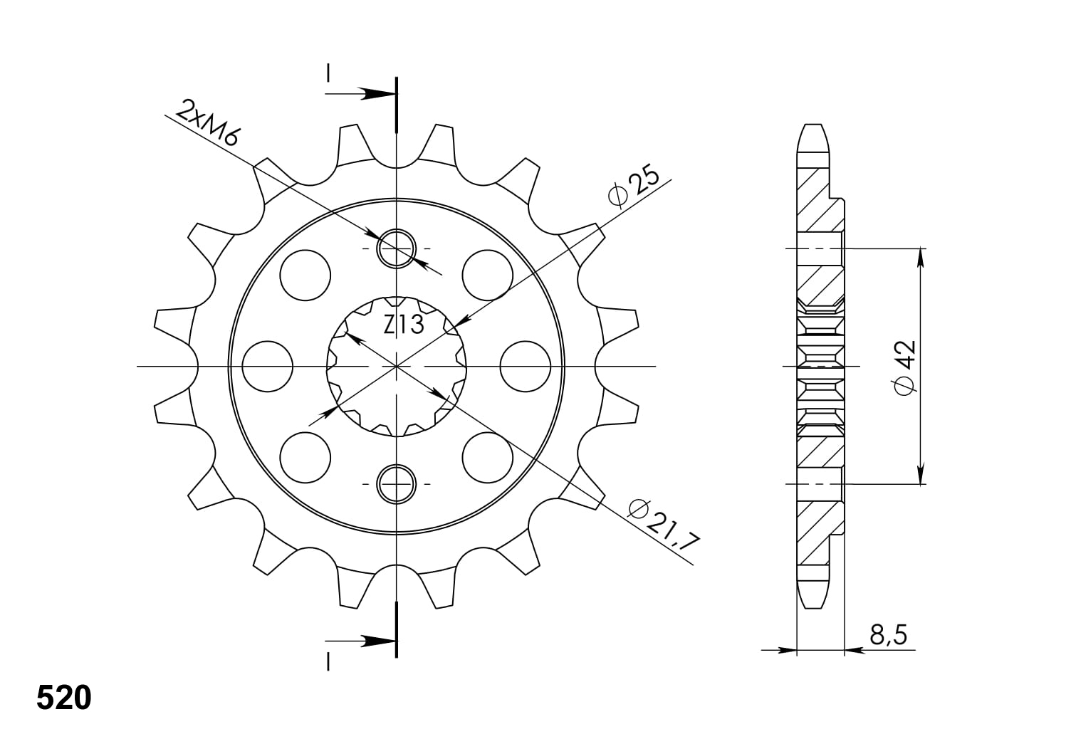 Priekinė žvaigždė SUPERSPROX CST-512:15 15T, 520