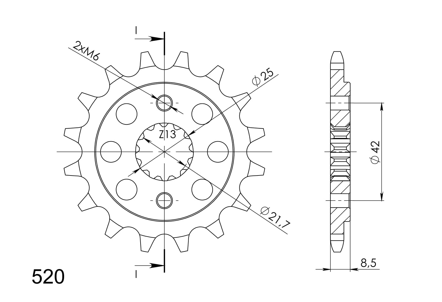 Priekinė žvaigždė SUPERSPROX CST-512:16 16T, 520