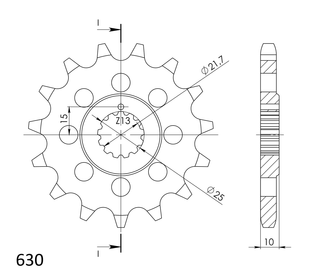 Priekinė žvaigždė SUPERSPROX CST-521:15 15T, 630