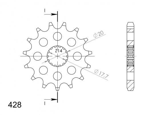 Priekinė žvaigždė SUPERSPROX CST-558:14 14T, 428