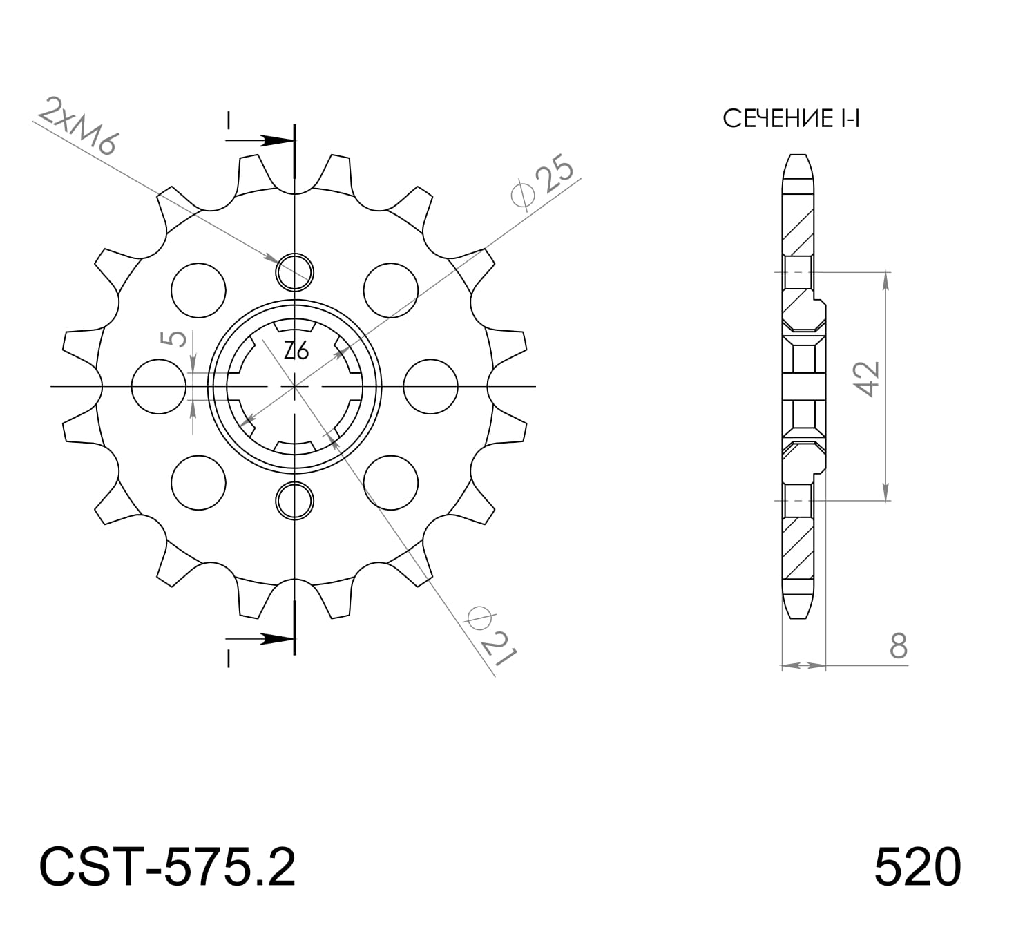 Priekinė žvaigždė SUPERSPROX CST-575:15 15T, 520