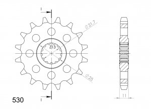 Priekinė žvaigždė SUPERSPROX CST-580:16 16T, 530