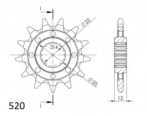 Priekinė žvaigždė SUPERSPROX CST-715:12 12T, 520