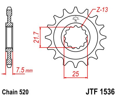 Priekinė žvaigždė JT JTF 1536-15 15T, 520