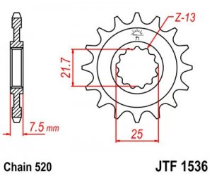 Priekinė žvaigždė JT JTF 1536-15 15T, 520