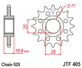 Priekinė žvaigždė JT JTF 405-19RB 19T, 525 su gumine pagalvėle