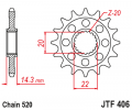 Priekinė žvaigždė JT JTF 406-16RB 16T, 520 su gumine pagalvėle