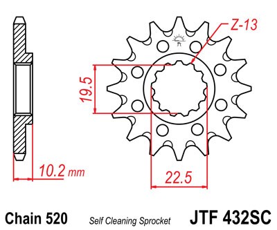 Priekinė žvaigždė JT JTF 432-15SC 15T, 520 savaime valoma, lengva