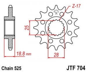 Priekinė žvaigždė JT JTF 704-15 15T, 525