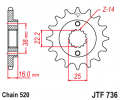 Priekinė žvaigždė JT JTF 736-15RB 15T, 520 su gumine pagalvėle