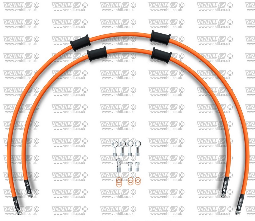 CROSSOVER Front brake hose kit Venhill SUZ-6020F-OR POWERHOSEPLUS (2 žarnelės rinkinyje) Orange hoses, chromed fittings