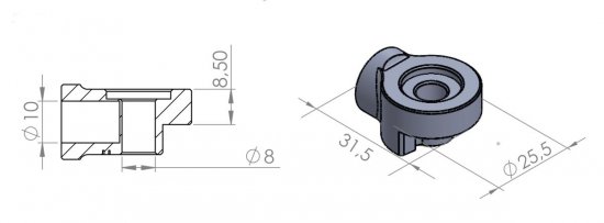 Mirror adaptor PUIG 9532N , juodos spalvos to handlebar