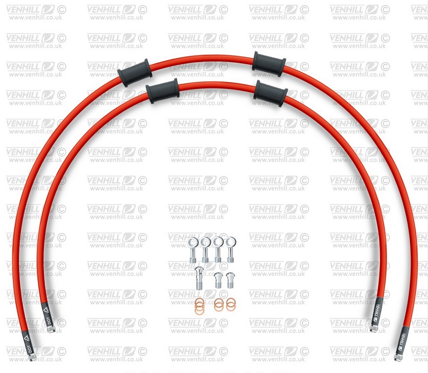 CROSSOVER Front brake hose kit Venhill SUZ-6020F-RD POWERHOSEPLUS (2 žarnelės rinkinyje) Red hoses, chromed fittings