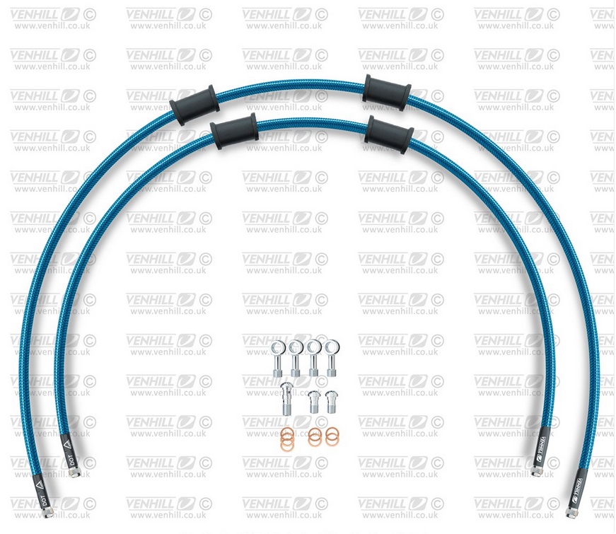 CROSSOVER Front brake hose kit Venhill SUZ-6020F-TB POWERHOSEPLUS (2 žarnelės rinkinyje) Translucent blue hoses, chromed fittings